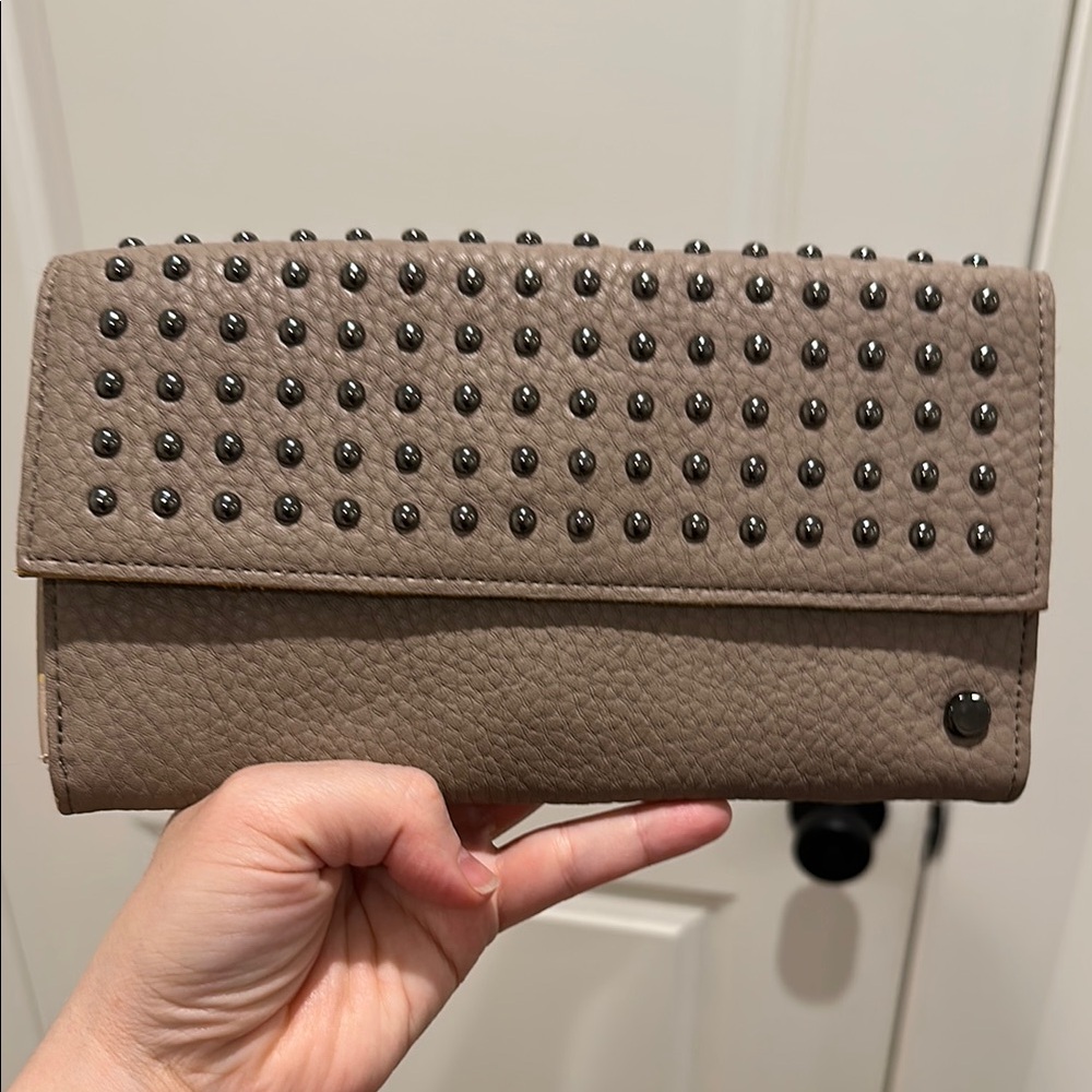 Studded Taupe Clutch Wallet